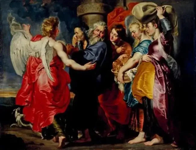 Lot og hans families flugt fra Sodoma (1 Mosebog 19:12-24), efter 1615 - Peter Paul Rubens