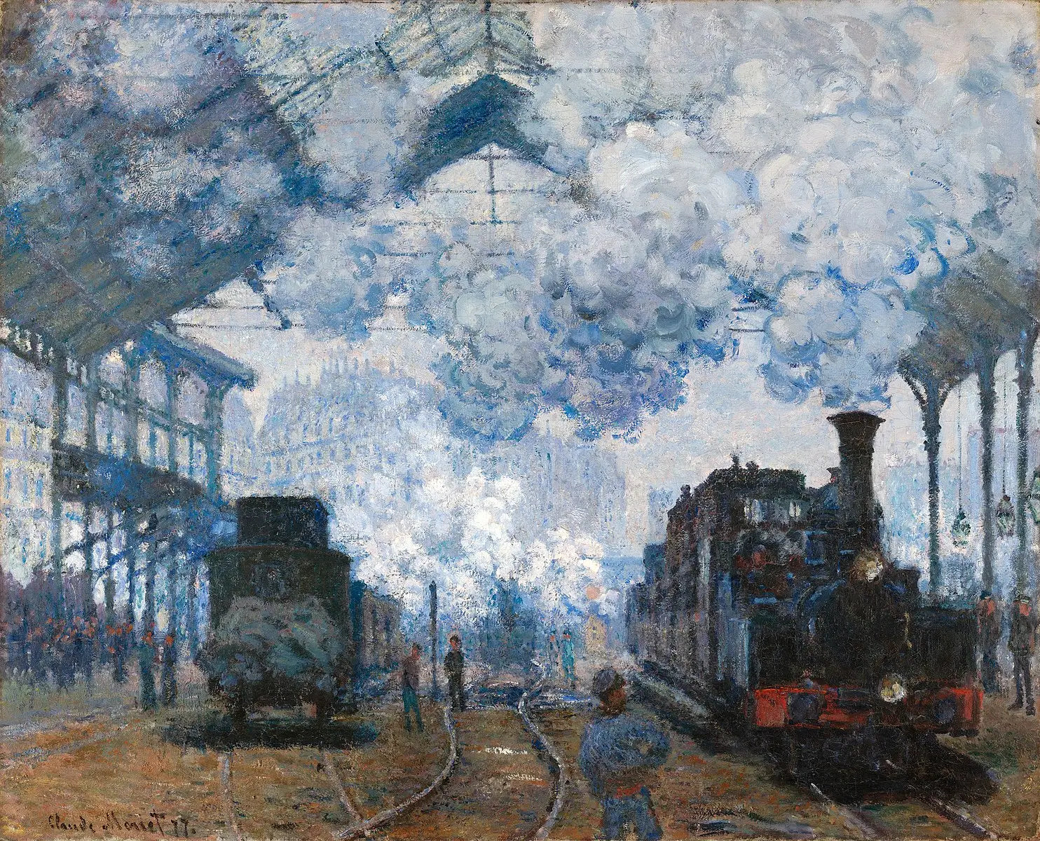 La gare Saint-Lazare, arrivée d’un train - Claude Monet image 1 copie peinte à la main à l’huile