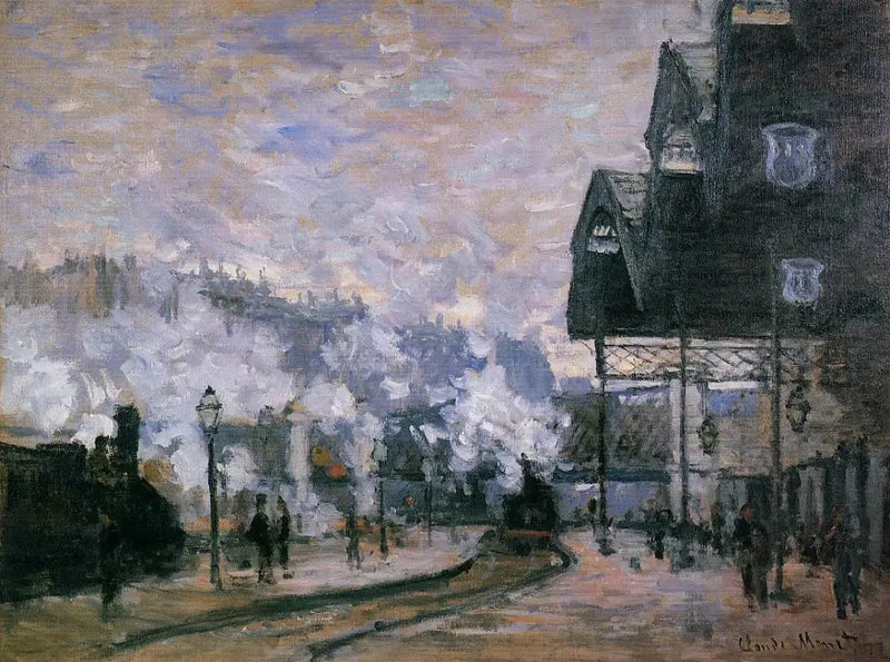 La Gare Saint-Lazare, udvendigt udsyn - Claude Monet