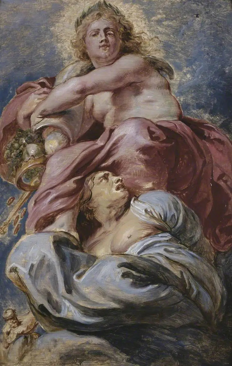 Jacques I's generøsitet triumferer over grådighed - Peter Paul Rubens