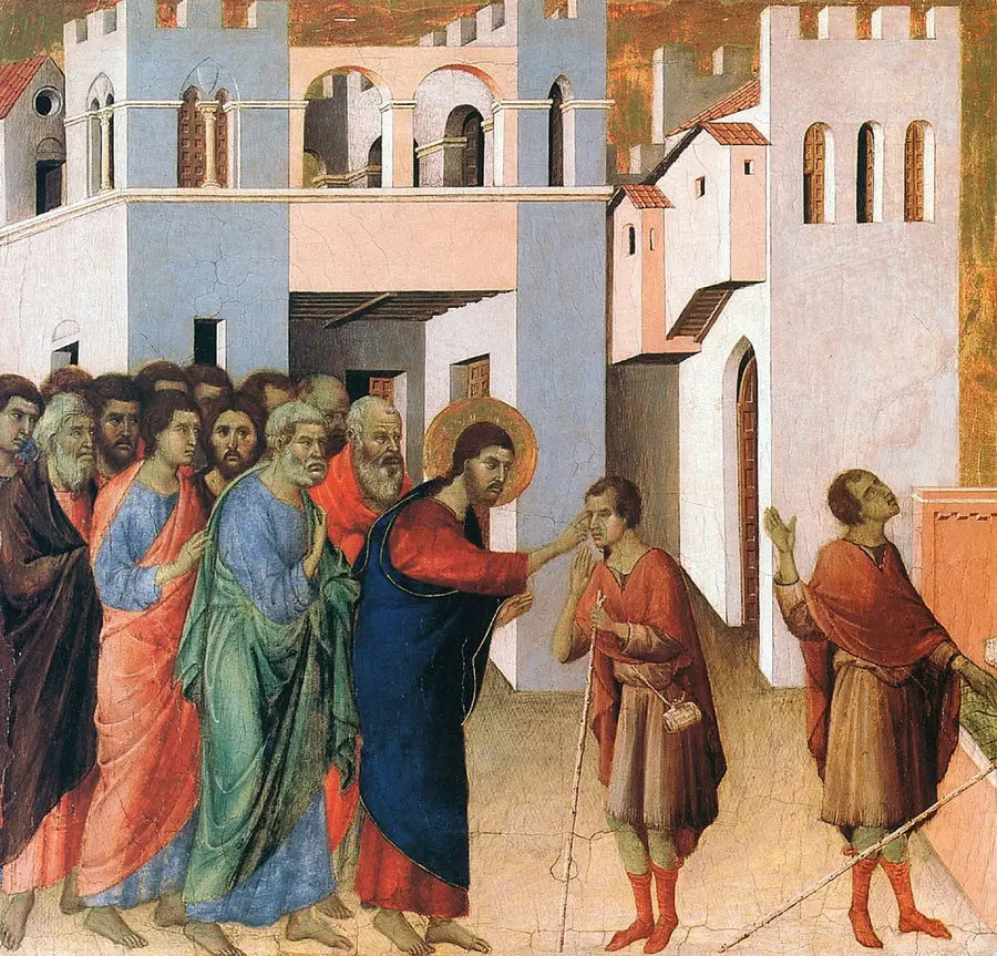 Helbredelsen af den født blinde mand - Duccio di Buoninsegna