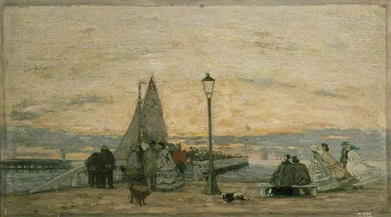 La Jetée de Trouville : Coucher de soleil - Eugène Boudin image 1 reproduction artisanale de tableau