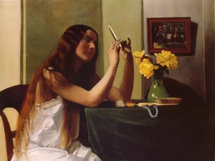 Den unge pige ved spejlet - Félix Vallotton