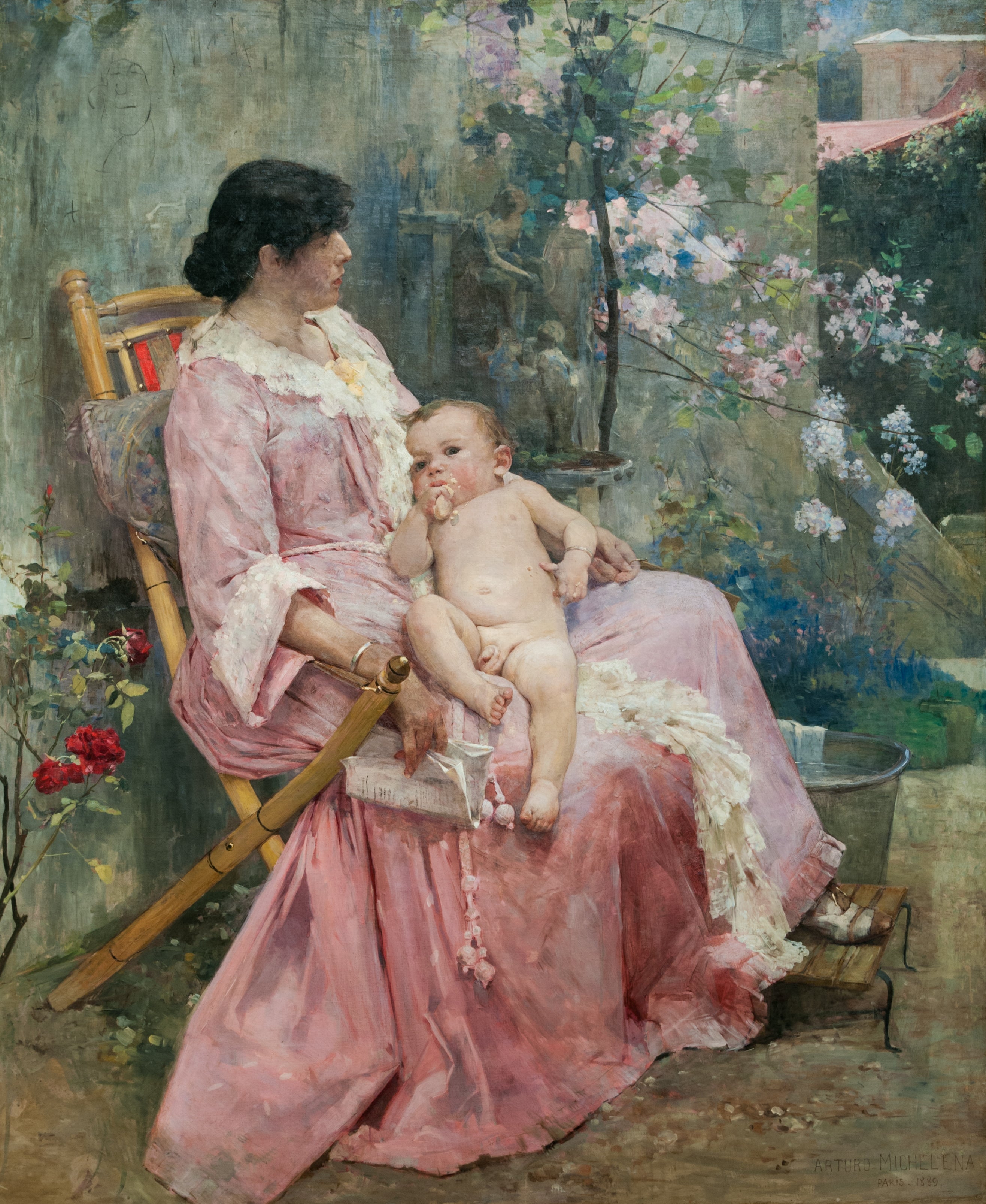 La jeune mère - Arturo Michelena image 1 copie de tableau peinte à la main