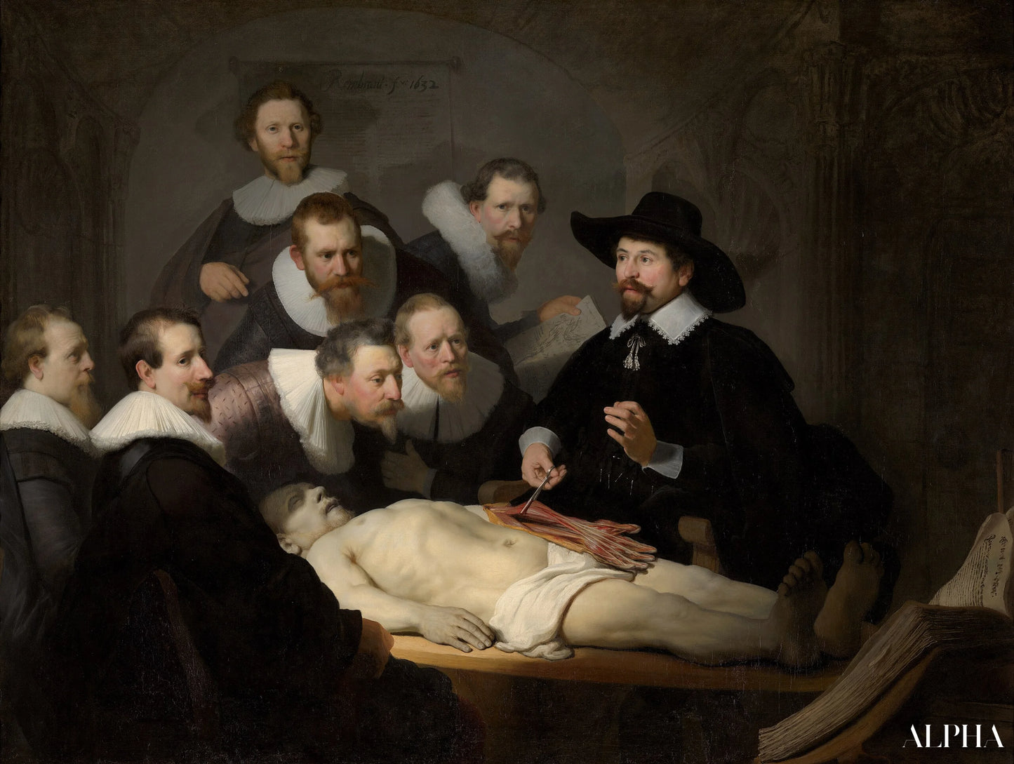 La leçon d'anatomie du Dr. Nicolaes Tulp, 1632 - Rembrandt van Rijn - Reproductions de tableaux et peintures haut de gamme