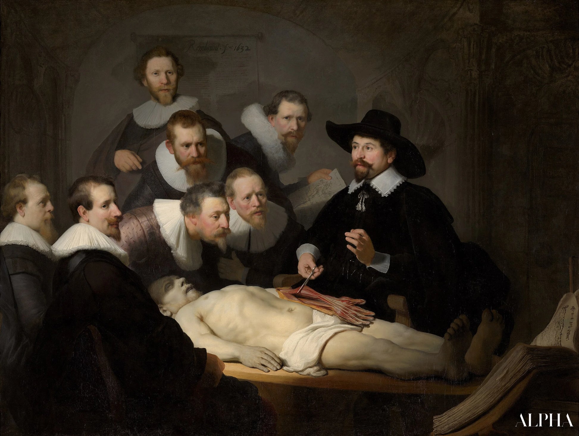 La leçon d'anatomie du Dr. Nicolaes Tulp, 1632 - Rembrandt van Rijn - Reproductions de tableaux et peintures haut de gamme