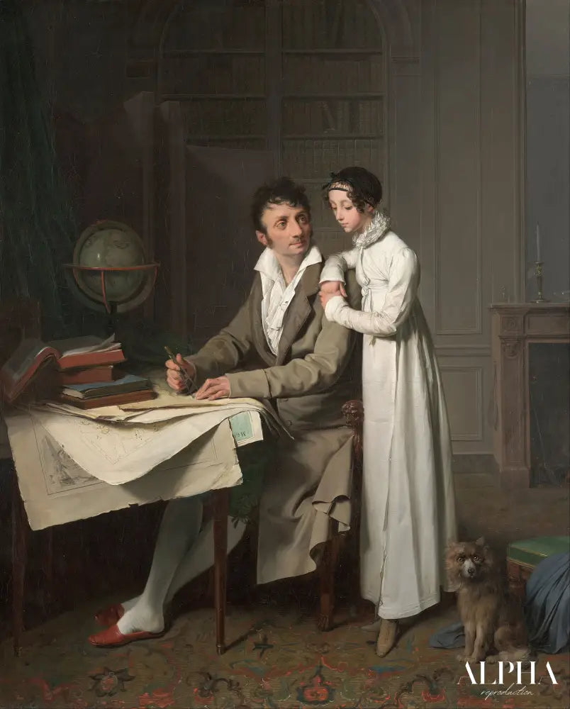 La leçon de géographie (Portrait de Monsieur Gaudry et de sa fille) - Louis Boilly - Reproductions de tableaux et peintures haut de gamme