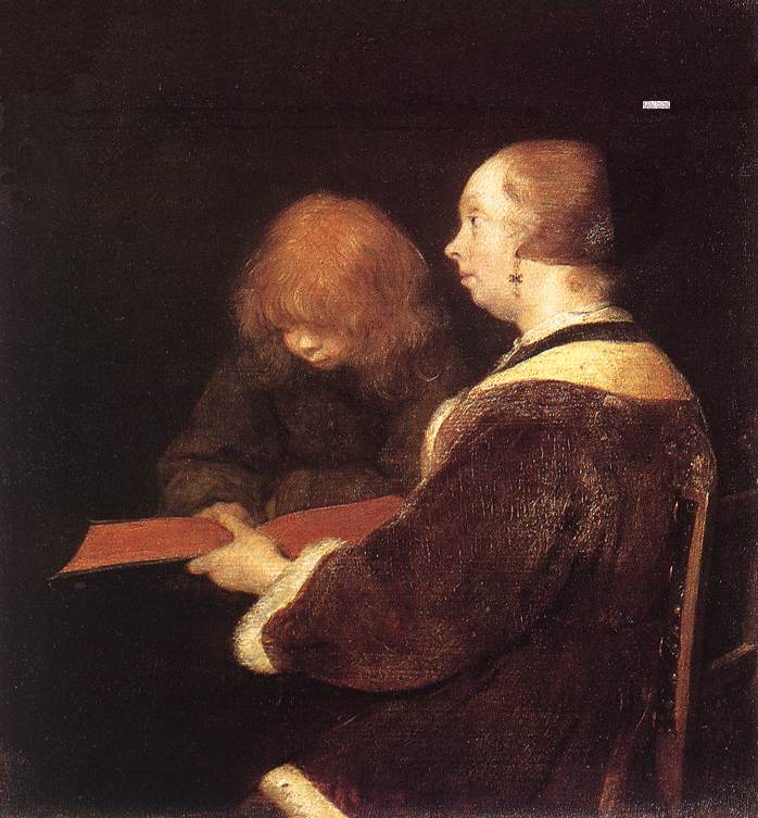 La Leçon de lecture - Gerard ter Borch image 1 copie peinte à la main à l’huile