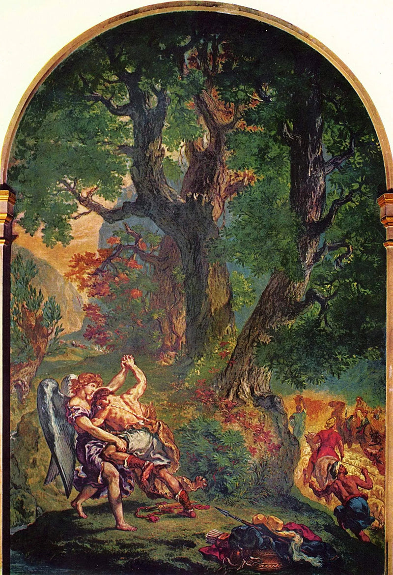 Jakobs kamp med englen - Eugène Delacroix