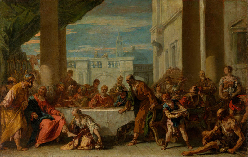 Den Madeleine, der salver Jesu fødder. - Sebastiano Ricci