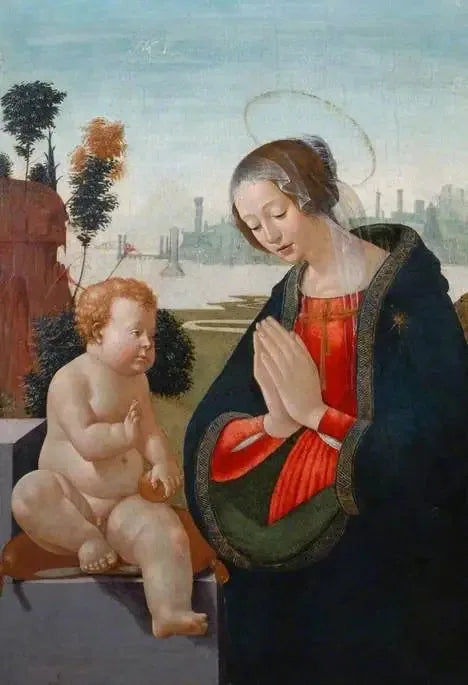 La Madone adorant l'Enfant - Domenico Ghirlandaio image 1 tableau peint à l’huile sur toile