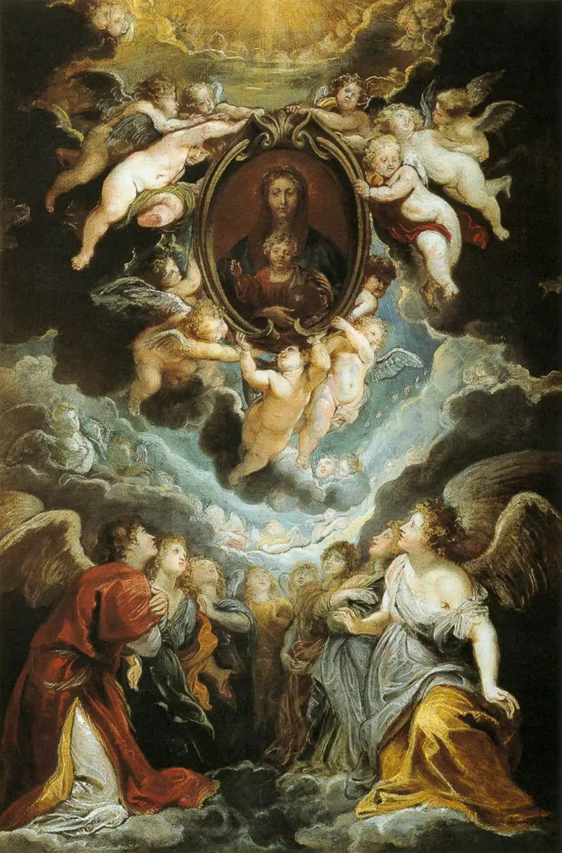 Madonna della Vallicella tilbedt af serafimerne og keruberne - Peter Paul Rubens
