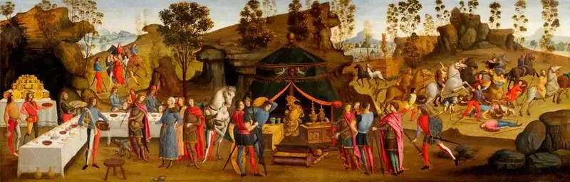 Alexandre den Store's stormodighed (scene fra historien om Alexander den Store) - Domenico Ghirlandaio