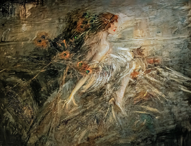La Marquise Luisa Casati med fjer af påfugl - Giovanni Boldini