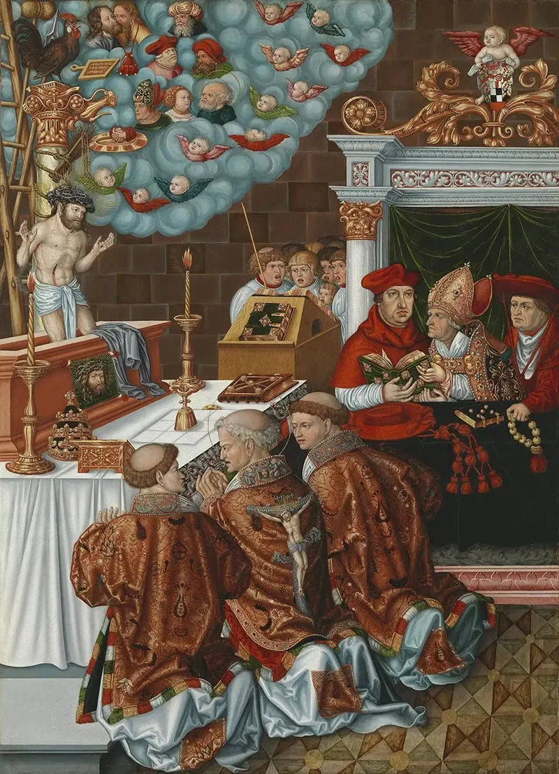 Messe af Sankt Gregor med kardinal Albrecht af Brandenburg - Lucas Cranach den Ældre