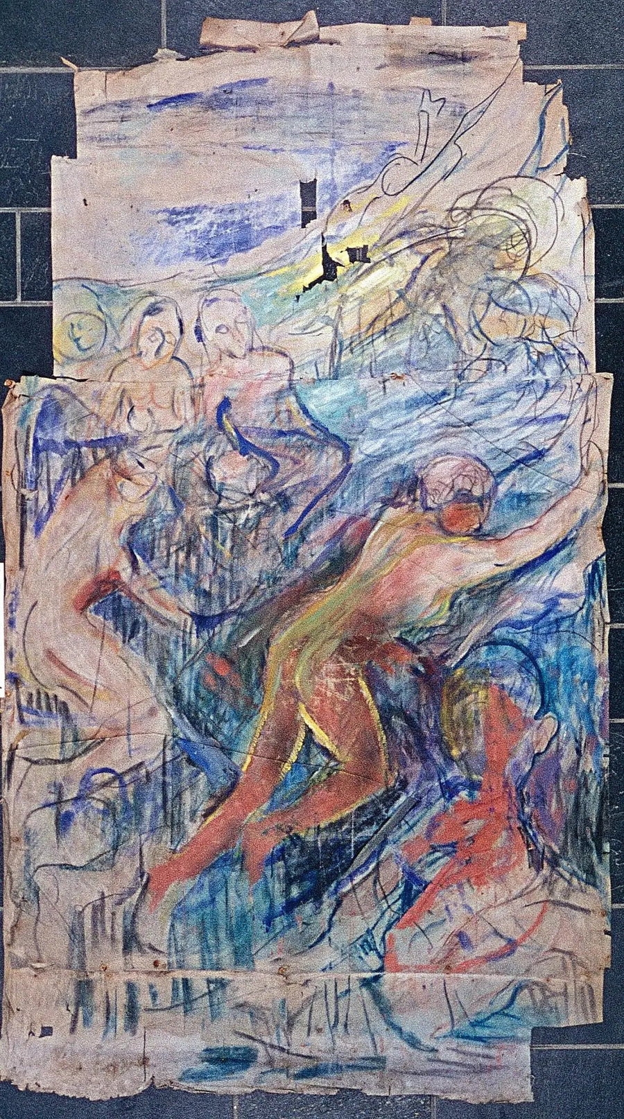 Det menneskelige bjerg: øverste venstre del - Edvard Munch
