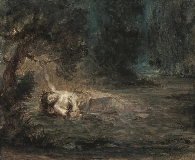 Ofelias Død - Eugène Delacroix