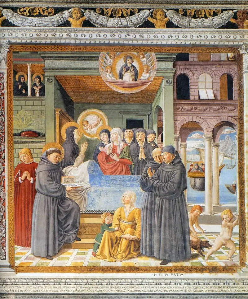 Døden af den hellige Monique (scene 13, sydvæggen) - Benozzo Gozzoli