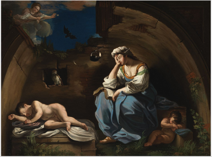 La Muse Pensive - Guercino image 1 reproduction de peinture à l’huile