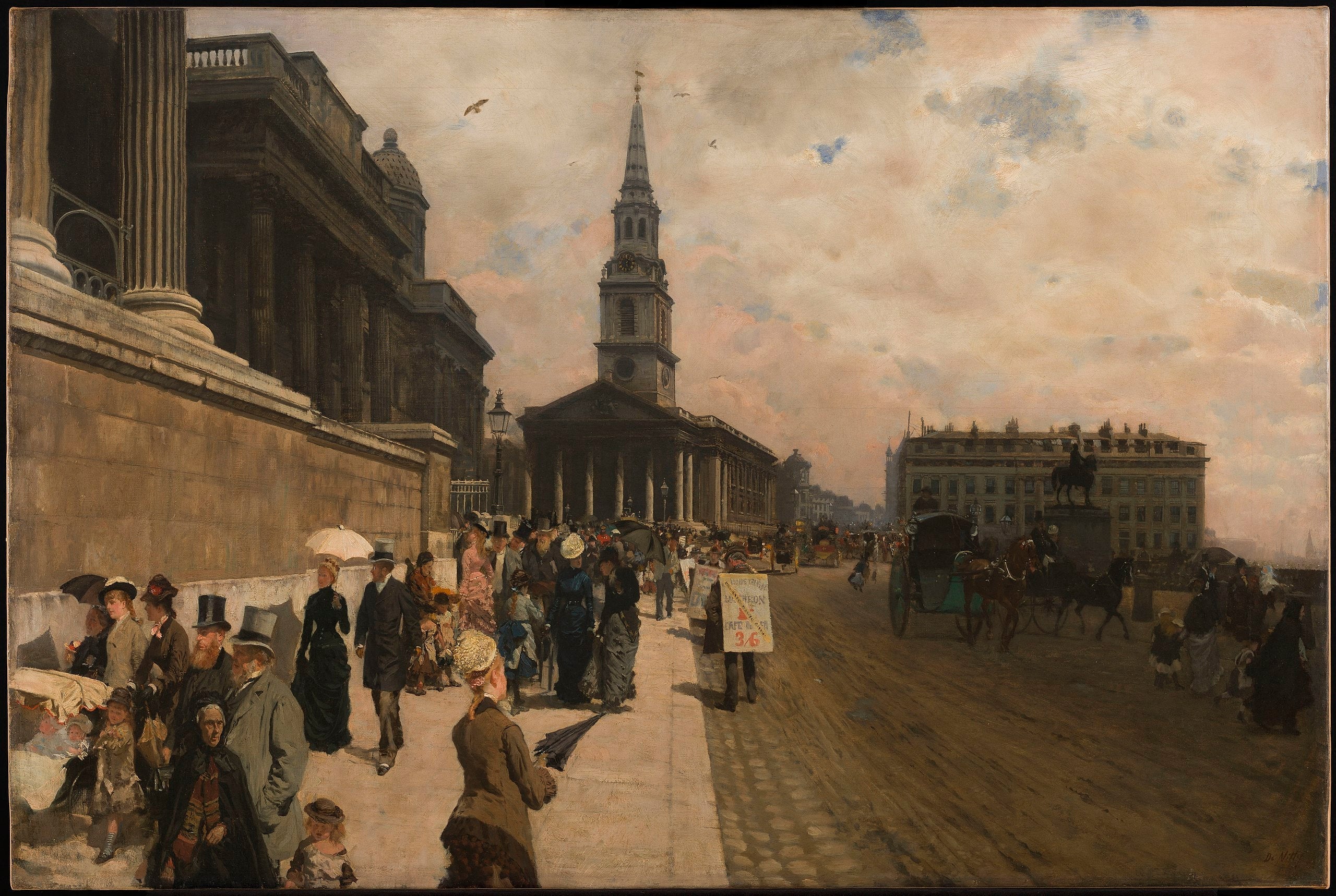 La National Gallery et l'église Saint Martin (Londres) - Giuseppe De Nittis image 1 tableau peint à l’huile sur toile