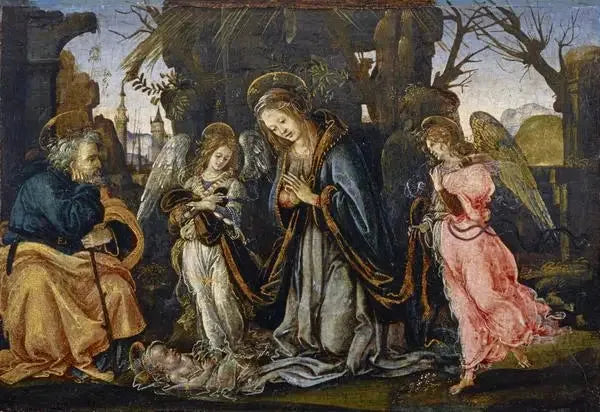 Julefødsel med to engle - Filippino Lippi