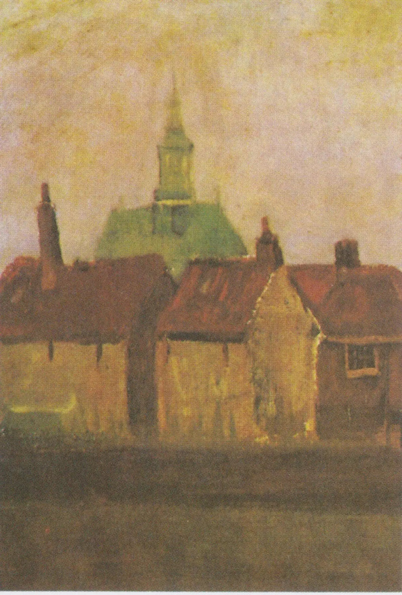 Den nye kirke og de gamle huse i Haag - Vincent van Gogh