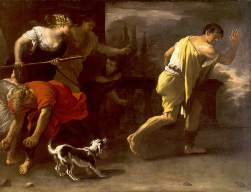 Parabelen om den fortabte søn: jaget væk af sine tidligere følgesvende - Luca Giordano