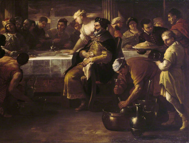 Den fortælletekst om den fortabte søn: den fede kalv - Luca Giordano