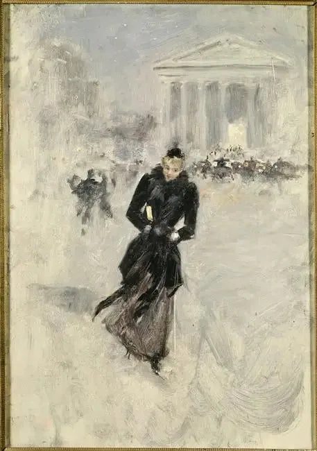 La Parisienne Rue Royale, kvinde med boa - Jean Béraud