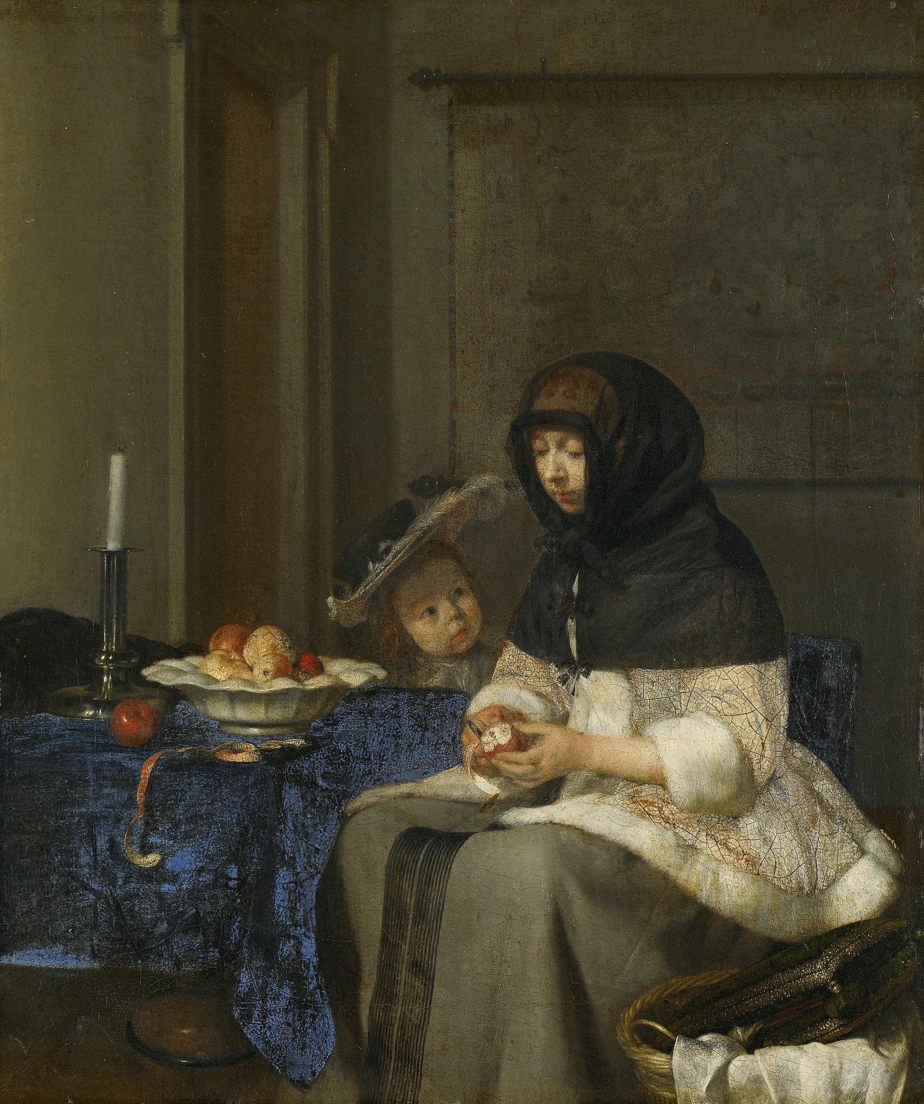 La Peleuse de pommes - Gerard ter Borch image 1 reproduction de peinture à l’huile