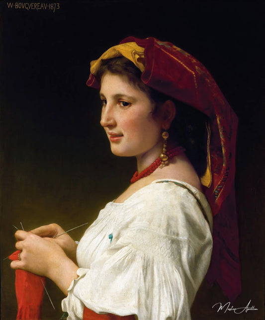 La petite tricoteuse - William Bouguereau Reproductions de tableaux à la peinture à l’huile