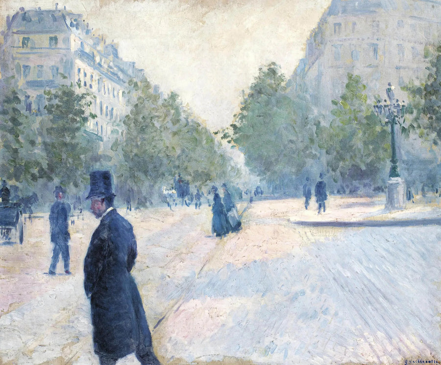Pladsen Saint-Augustin, tåget vejr - Gustave Caillebotte