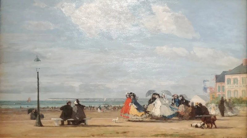 Stranden i Trouville - Kejserinde Eugénie og hendes følge - Eugène Boudin