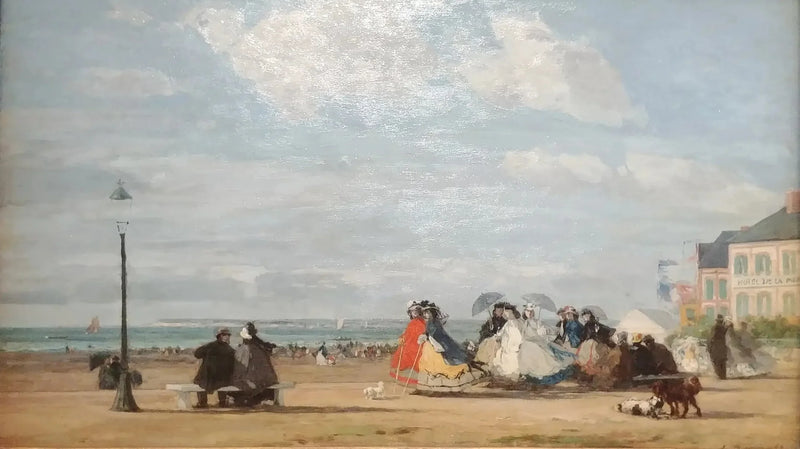 Stranden i Trouville - Kejserinde Eugénie og hendes følge - Eugène Boudin