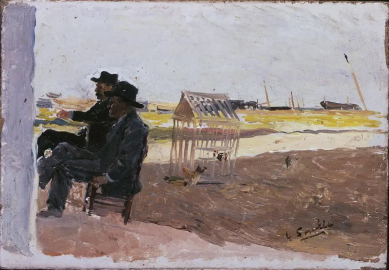 Stranden, Valencia (To Mænd Sidende) - Joaquín Sorolla