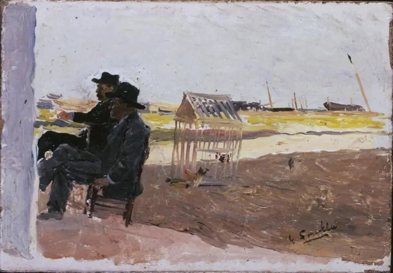 Stranden, Valencia (To Mænd Sidende) - Joaquín Sorolla