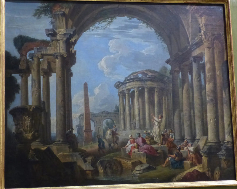 Prædiken i antikke ruiner - Giovanni Paolo Panini