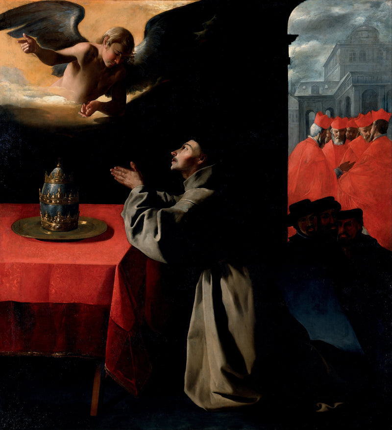 Bønnen til Saint Bonaventura om valget af den nye pave - Francisco de Zurbarán