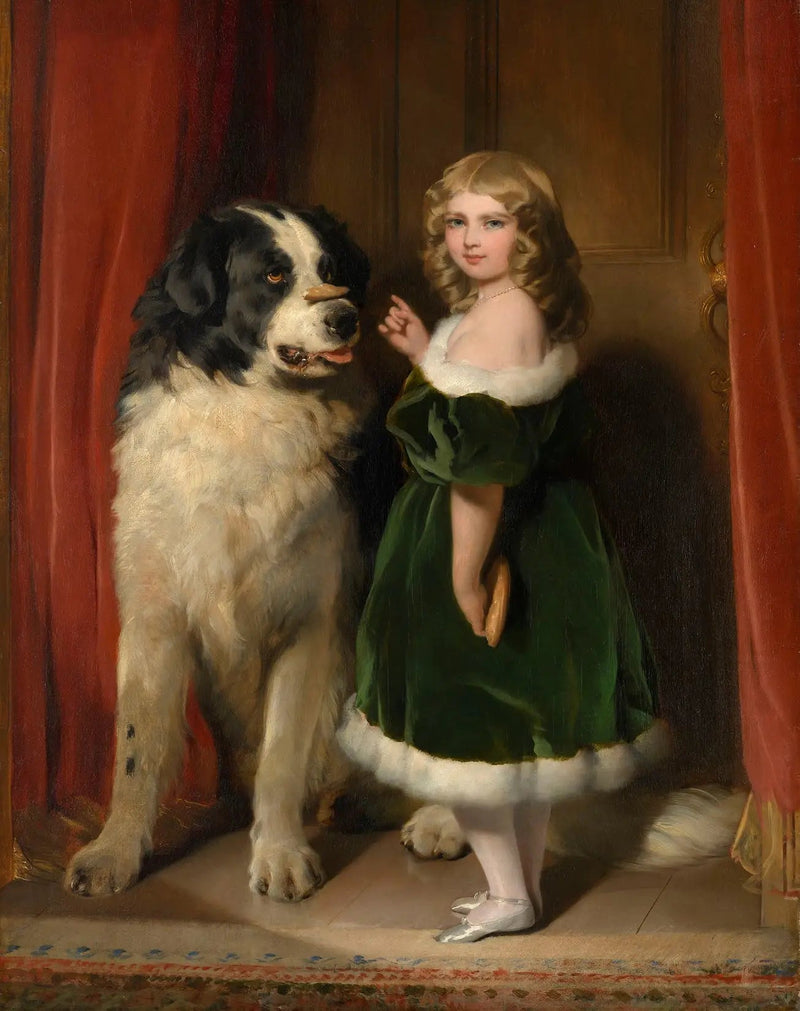 Prinsesse Mary af Cambridge med Nelson, en Newfoundland-hund - Edwin Henry Landseer