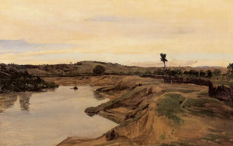 Poussin's promenade, romersk landskab - Jean-Baptiste Camille Corot