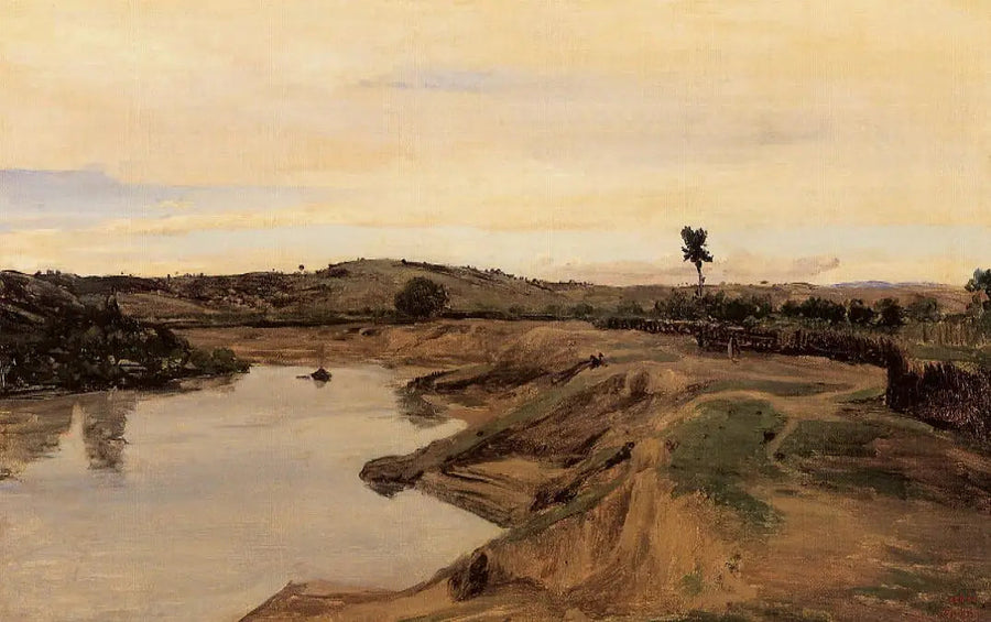 Poussin's promenade, romersk landskab - Jean-Baptiste Camille Corot