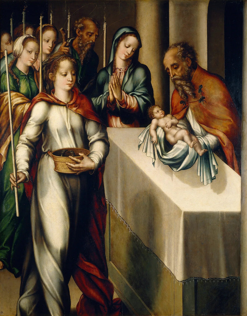 Jomfruens Renselse eller Præsentationen i Templet - Luis de Morales