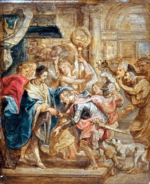 Kong Henrik III og Henri de Navarre's forsoning - Peter Paul Rubens