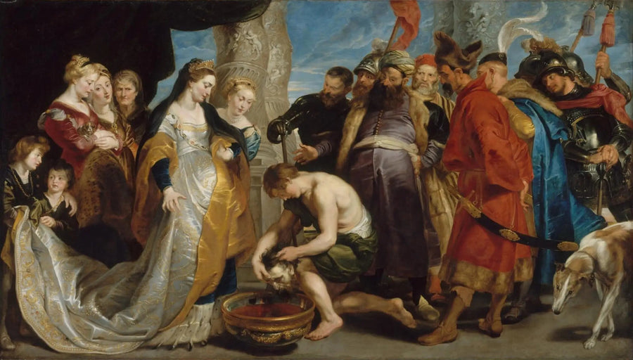 Dronning Thomyris får Cyrus' hoved til at dyppe i en vase fuld af blod - Peter Paul Rubens
