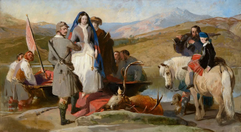 Dronning Victoria ankommer til Loch Muick - Edwin Henry Landseer