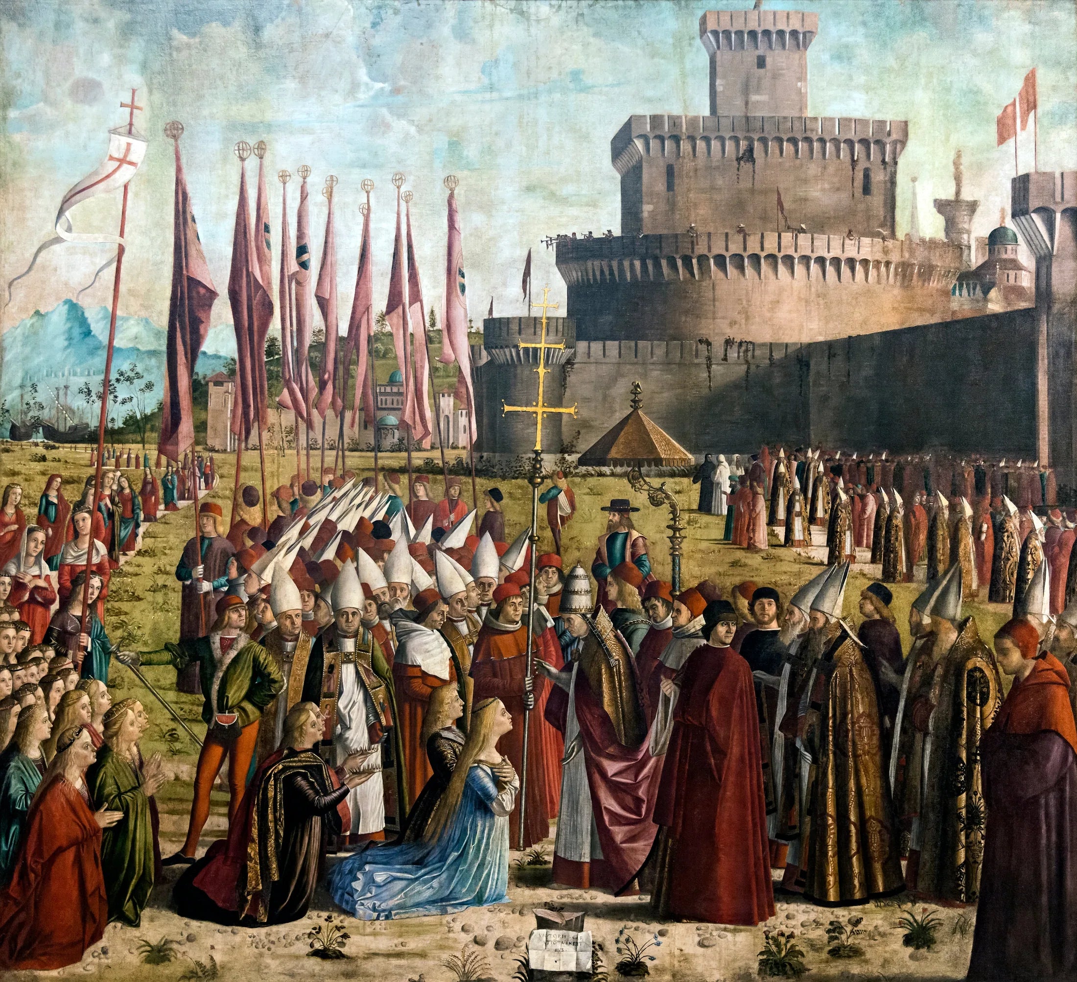 La Rencontre des pèlerins avec le pape Cyriaque - Vittore Carpaccio image 1 reproduction de peinture à l’huile