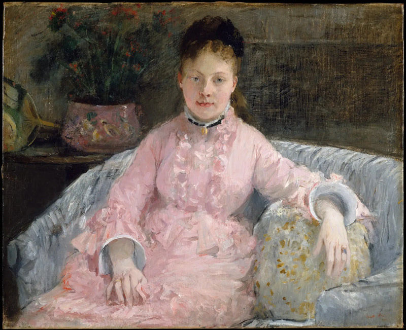 Den lyserøde kjole (Albertie-Marguerite Carré, senere Madame Ferdinand-Henri Himmes, 1854-1935) - Berthe Morisot