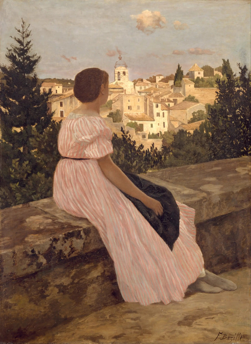 Den lyserøde kjole - Frédéric Bazille