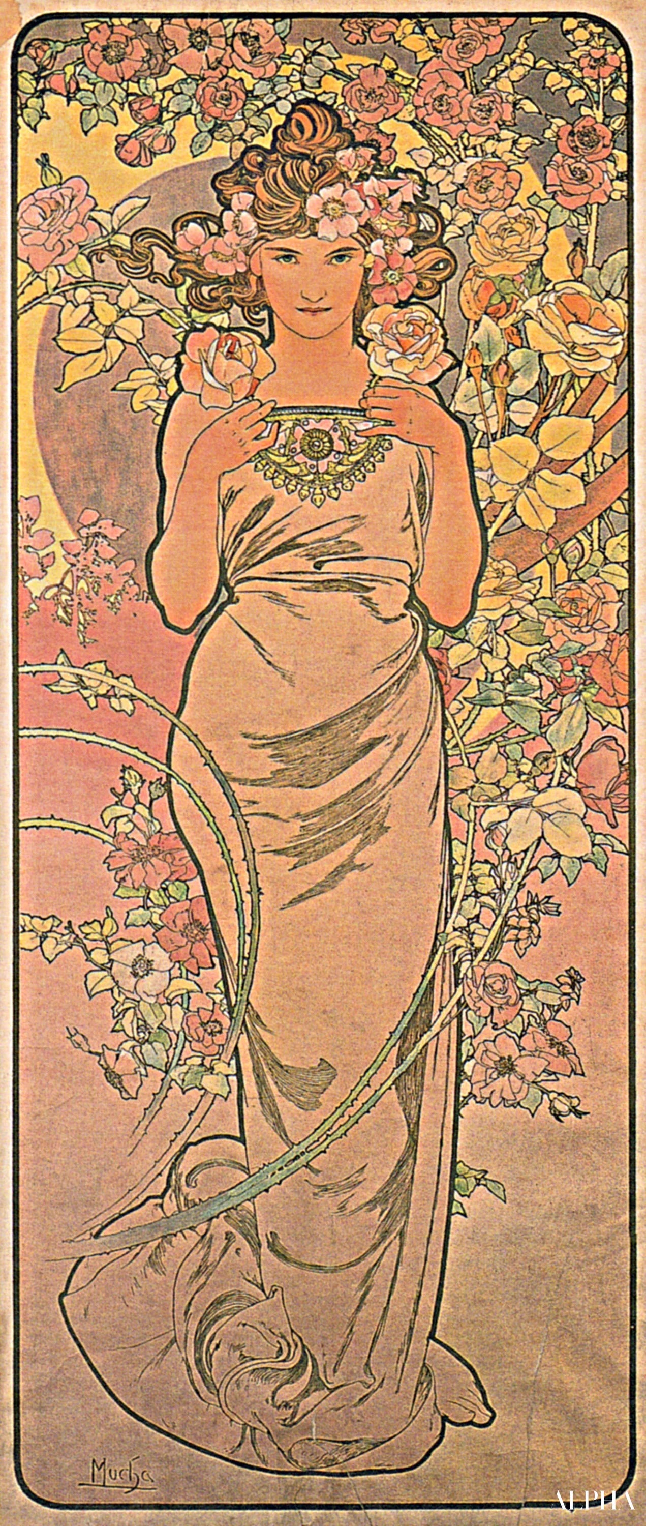 La rose - Mucha - Reproductions de tableaux et peintures haut de gamme