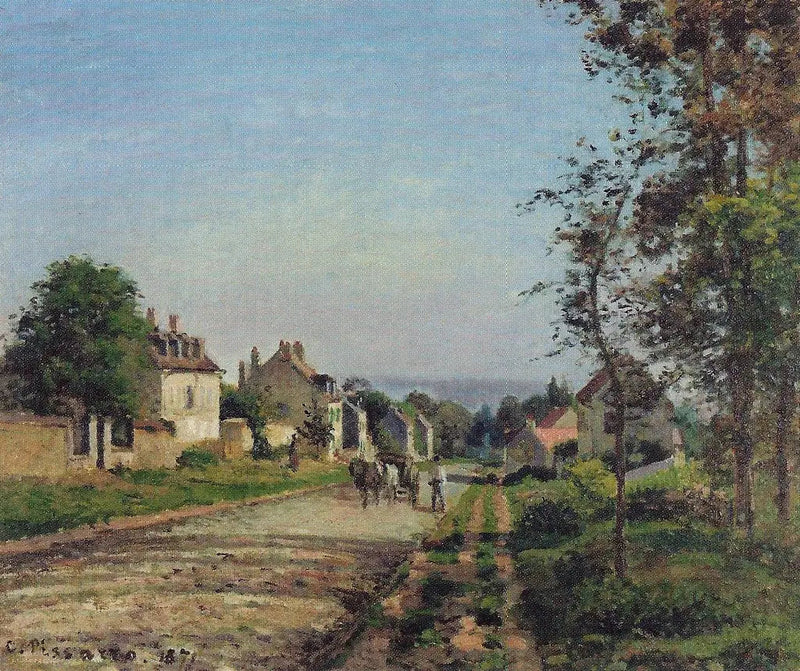 Vejen til Versailles, Louveciennes, vinterens sol og sne - Camille Pissarro